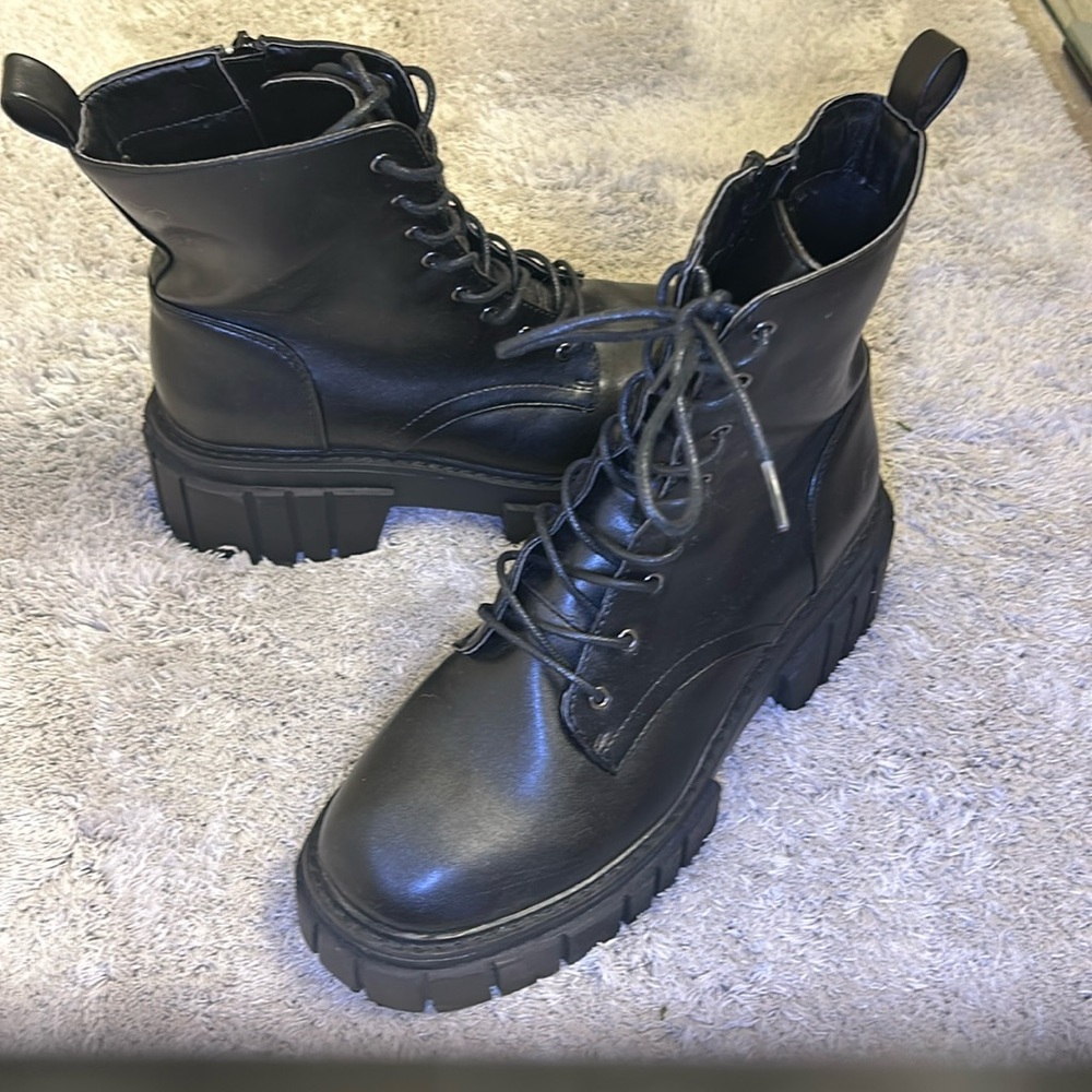 Madden Girl black combat boots lug sole size 8